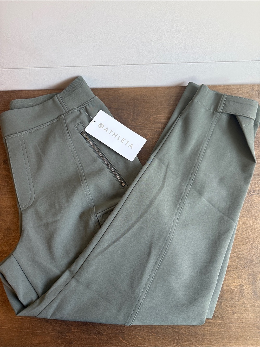 Athleta Sage Green Performance Leggings with Zip Pocket